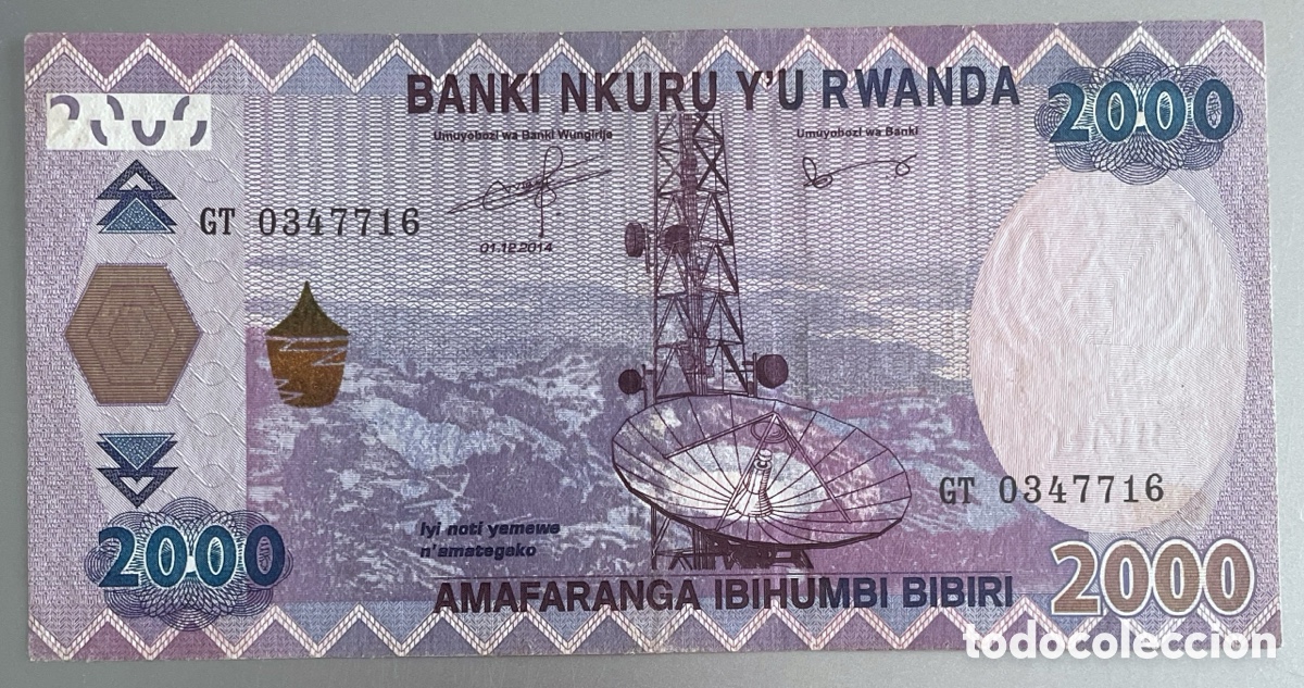 Billetes extranjeros: Ruanda. Rwanda. 2000 francos