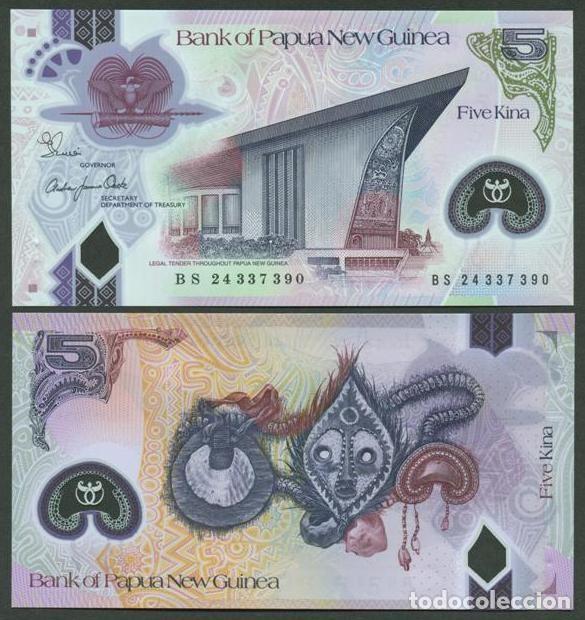 Billetes extranjeros: PAPUA. 5 KINA 2024. S/C. POLIMERO.
