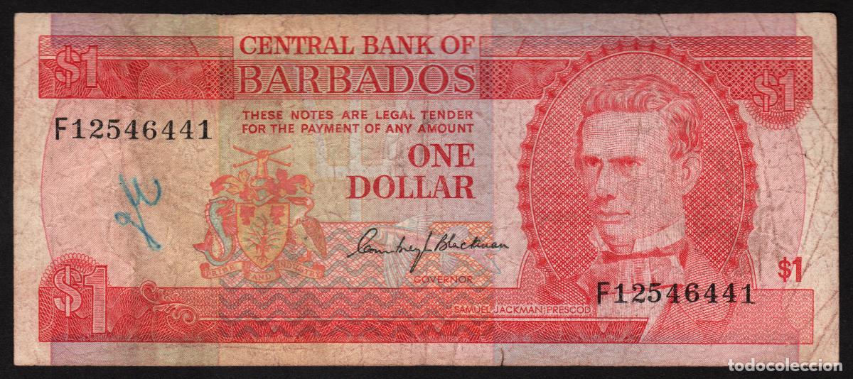 Billetes extranjeros: BARBADOS. 1 $ (1973). Pick 29.