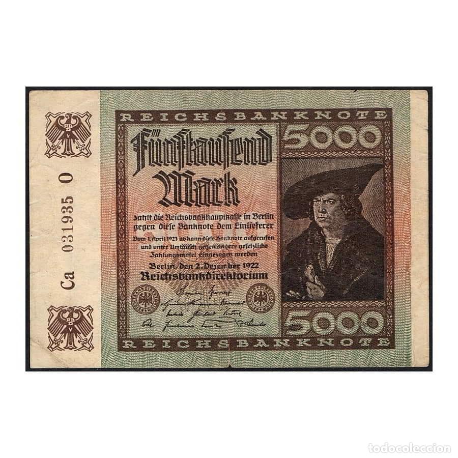 Billetes extranjeros: C0506# Alemania 1922 [SLL] Reichsbanknote. 5000 MARK (MBC)