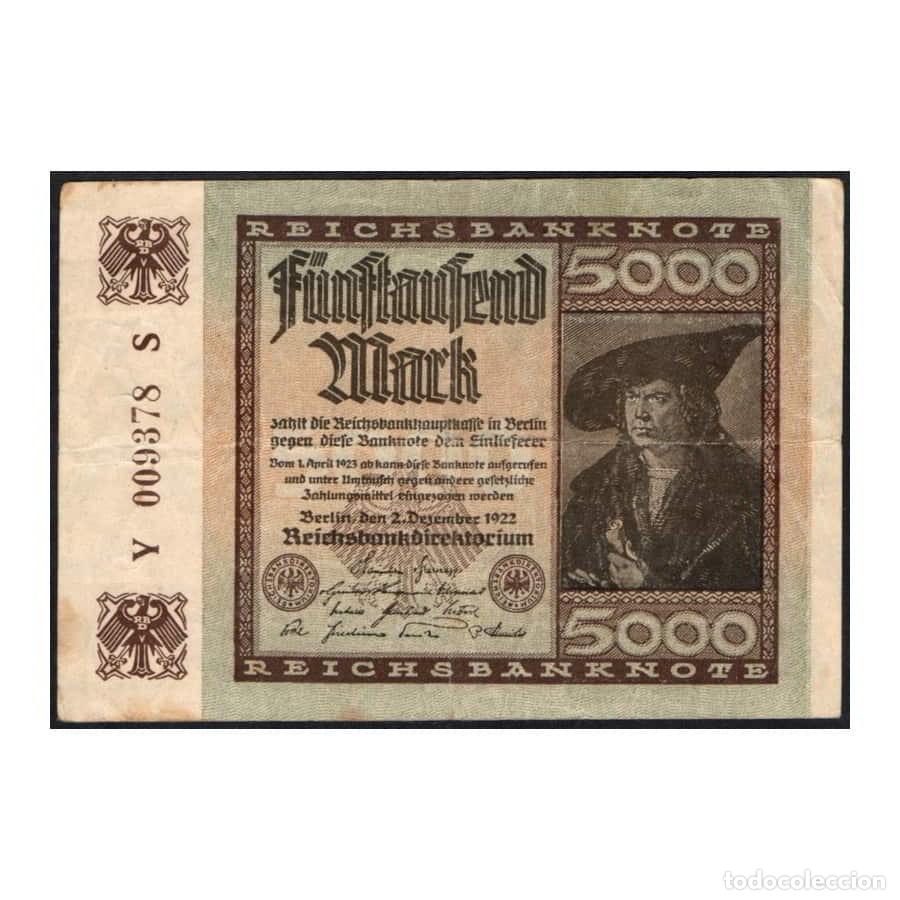 Billetes extranjeros: C0508# Alemania 1922 [SLL] Reichsbanknote. 5000 MARK (MBC)