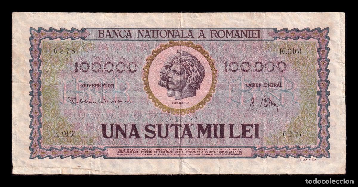 Billetes extranjeros: Rumania 100000 Lei 1947 Pick 59 Mbc Vf