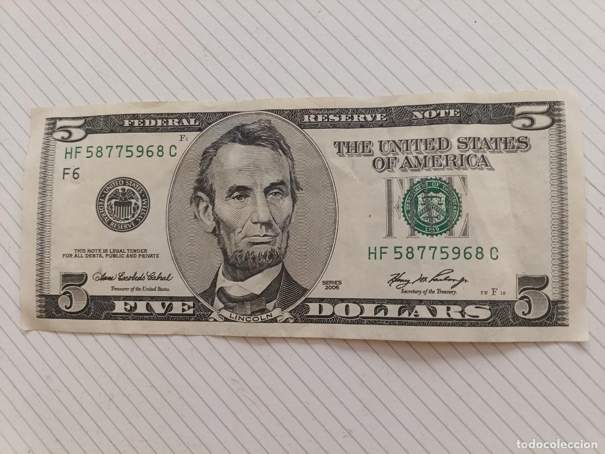 Billetes extranjeros: Estados Unidos. 5 dollars 2006