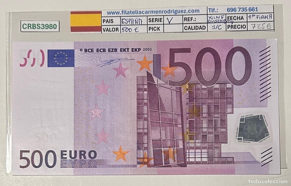 Billetes extranjeros: CRBS3980 BILLETE 500 EUROS ESPA&Ntilde;A SERIE V 1&ordm; FIRMA SIN CIRCULAR