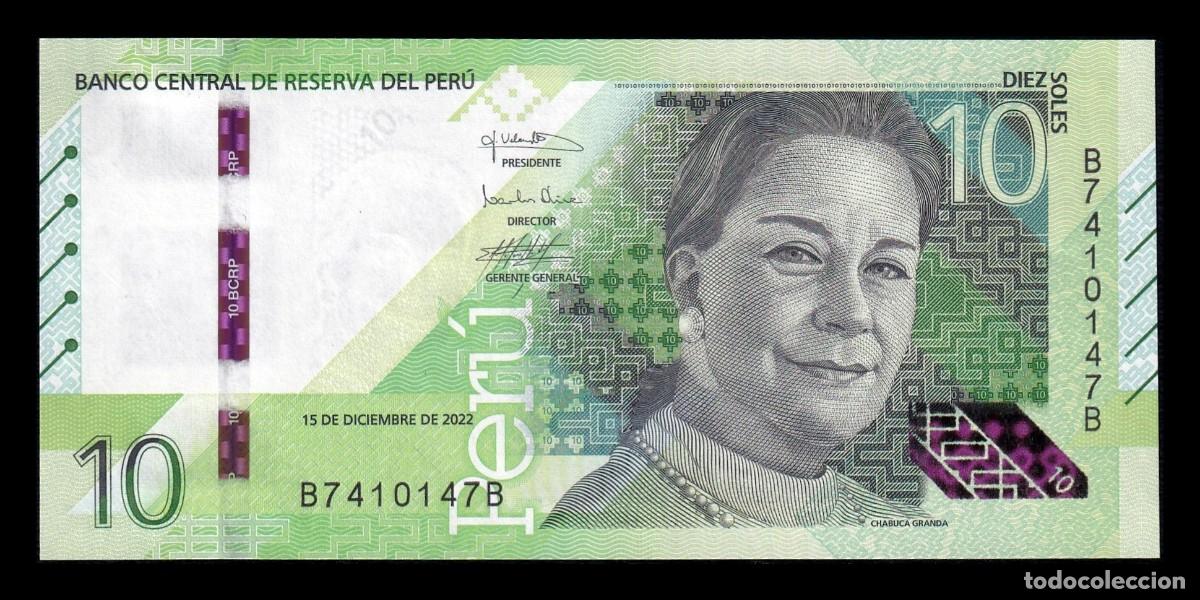 Billetes extranjeros: Per&uacute; 10 Soles Chabuca Granda 2022 Pick 196b Capicua Sc Unc