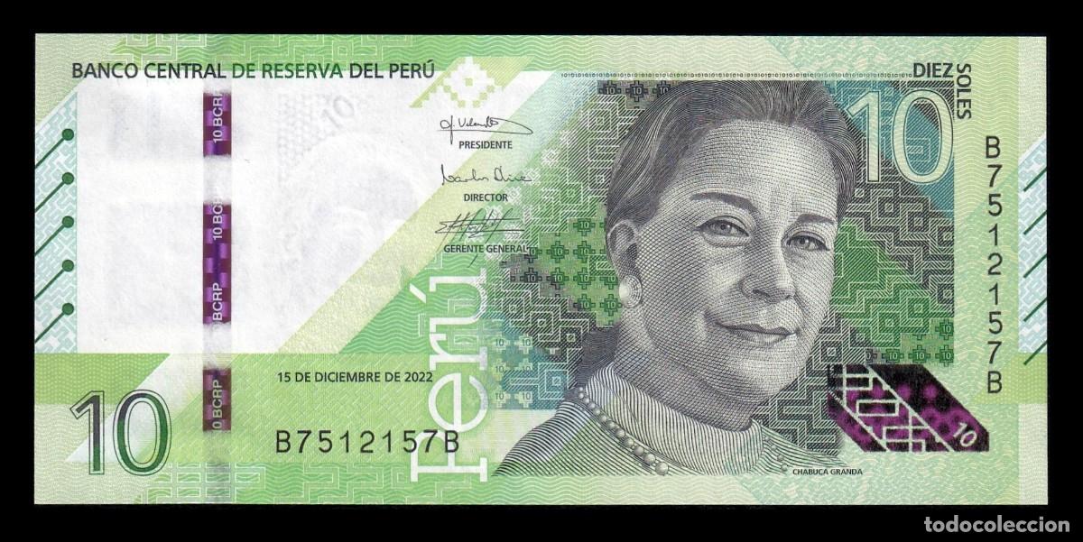 Billetes extranjeros: Per&uacute; 10 Soles Chabuca Granda 2022 Pick 196b Capicua Sc Unc