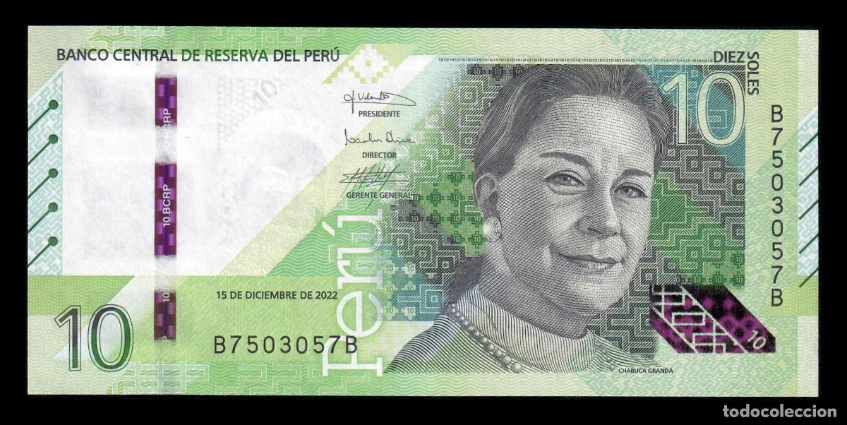 Billetes extranjeros: Per&uacute; 10 Soles Chabuca Granda 2022 Pick 196b Capicua Sc Unc