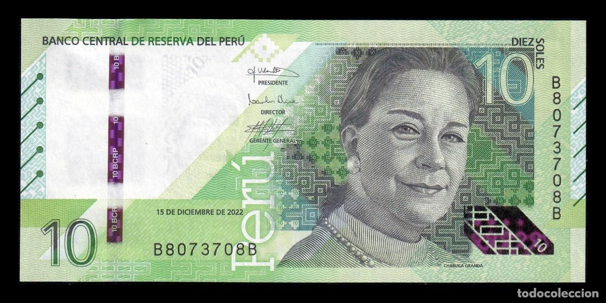 Billetes extranjeros: Per&uacute; 10 Soles Chabuca Granda 2022 Pick 196b Capicua Sc Unc