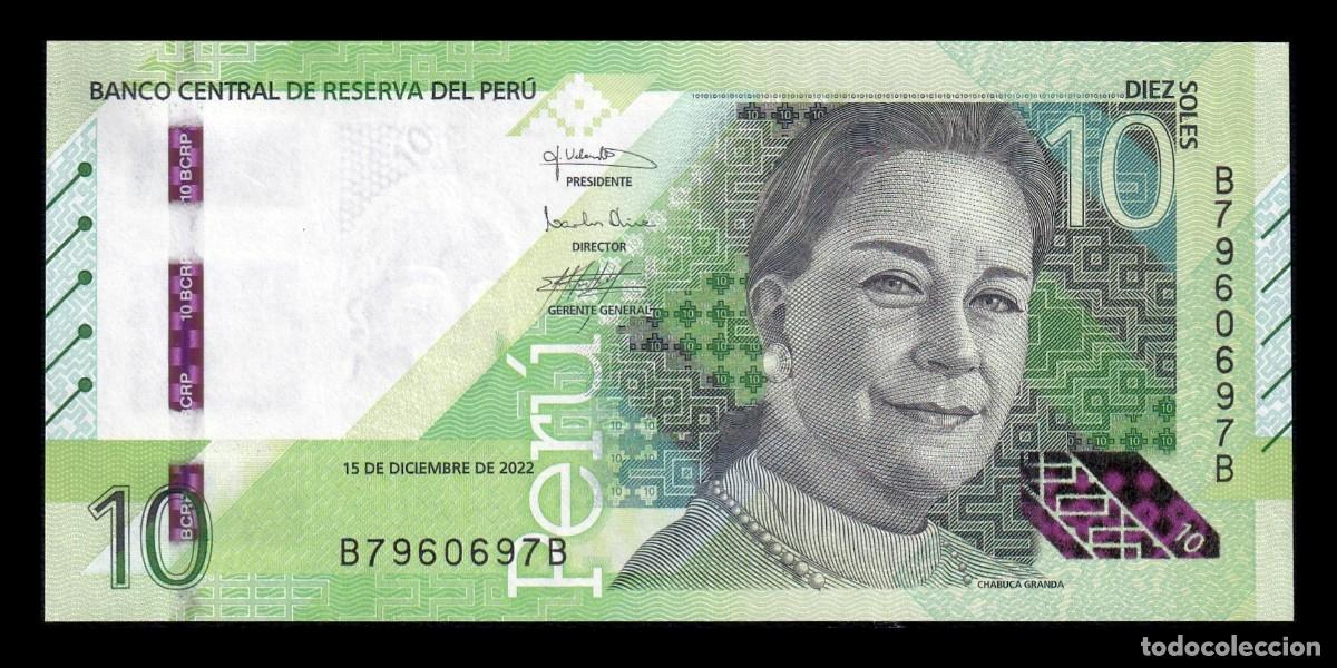Billetes extranjeros: Per&uacute; 10 Soles Chabuca Granda 2022 Pick 196b Capicua Sc Unc