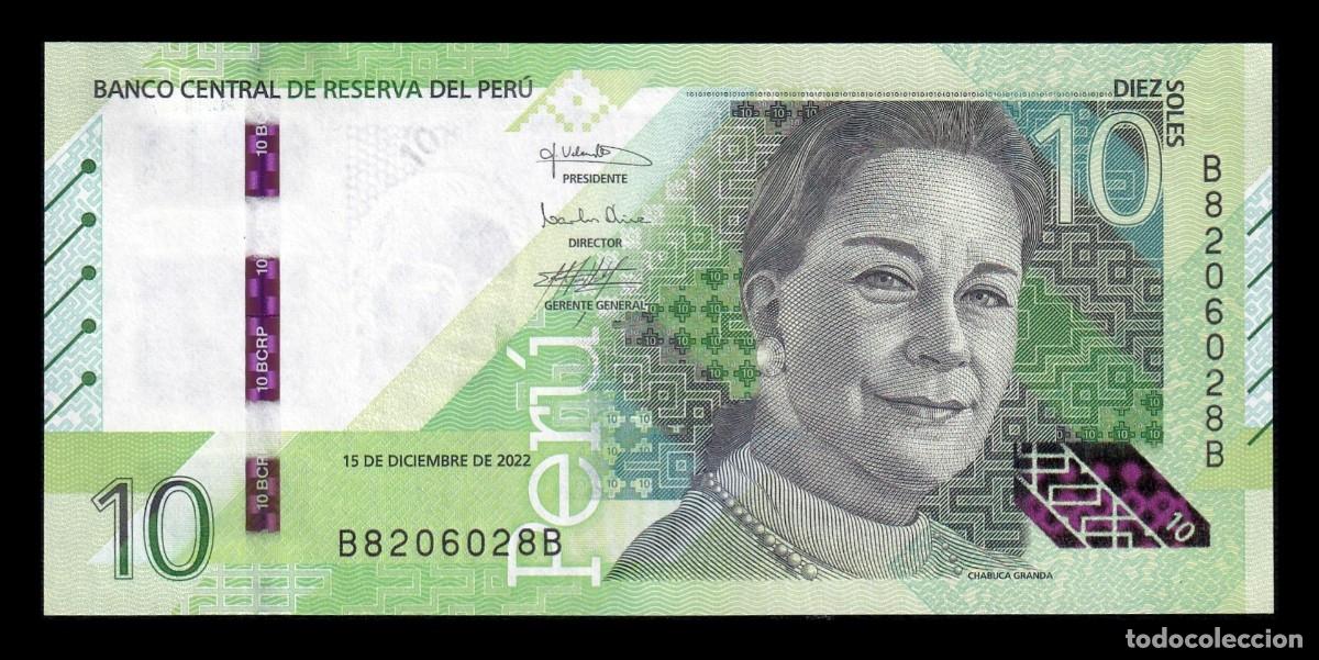 Billetes extranjeros: Per&uacute; 10 Soles Chabuca Granda 2022 Pick 196b Capicua Sc Unc
