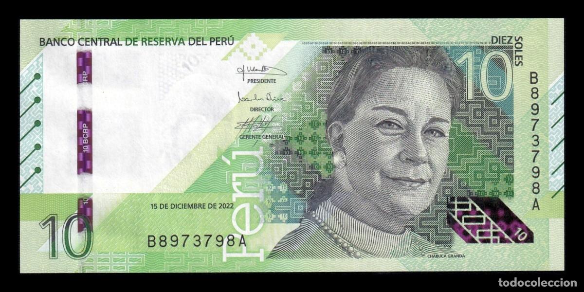 Billetes extranjeros: Per&uacute; 10 Soles Chabuca Granda 2022 Pick 196b Capicua Sc Unc