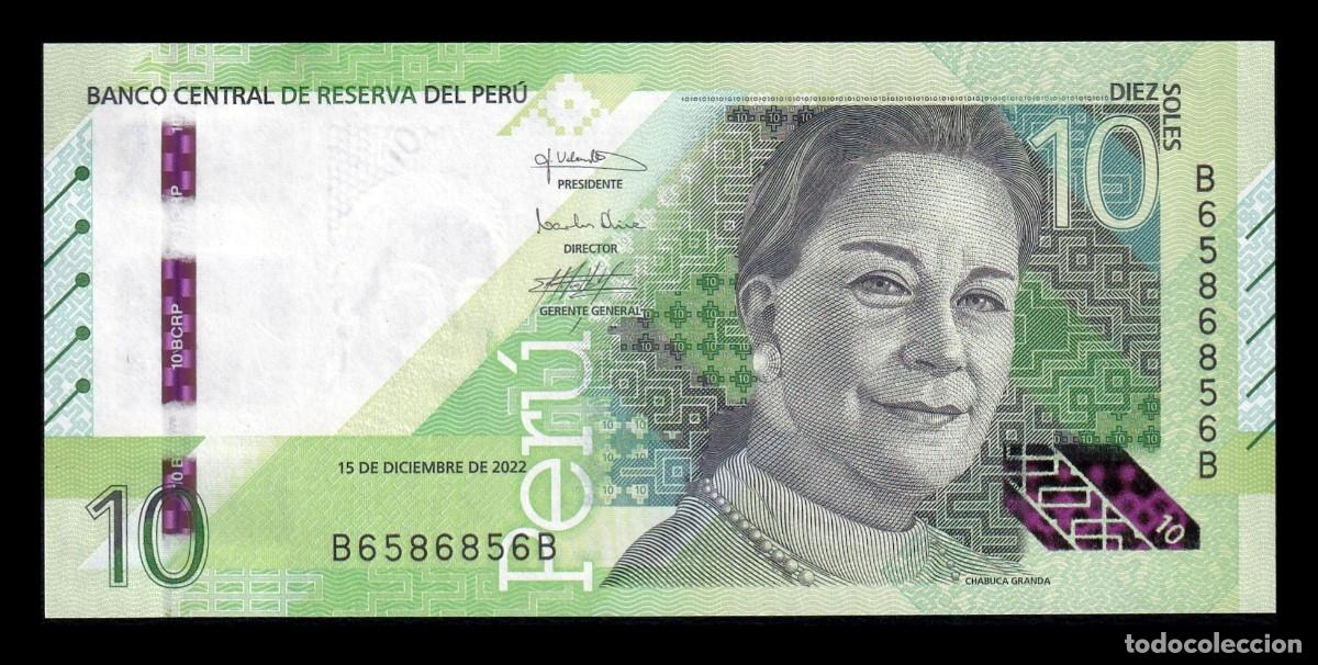 Billetes extranjeros: Per&uacute; 10 Soles Chabuca Granda 2022 Pick 196b Capicua Sc Unc
