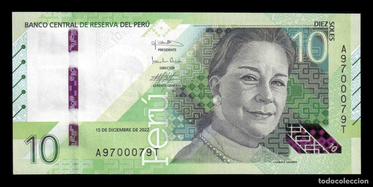 Billetes extranjeros: Per&uacute; 10 Soles Chabuca Granda 2022 Pick 196b Capicua Sc Unc