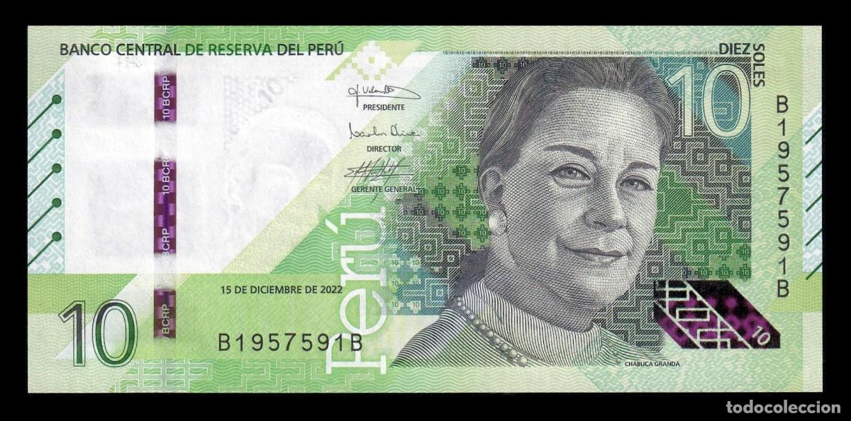 Billetes extranjeros: Per&uacute; 10 Soles Chabuca Granda 2022 Pick 196b Capicua Sc Unc