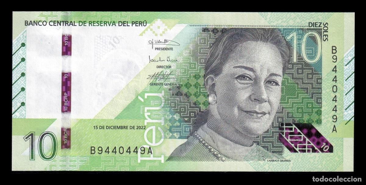 Billetes extranjeros: Per&uacute; 10 Soles Chabuca Granda 2022 Pick 196b Capicua Sc Unc