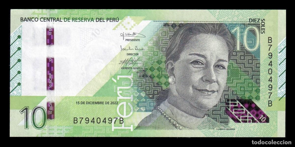 Billetes extranjeros: Per&uacute; 10 Soles Chabuca Granda 2022 Pick 196b Capicua Sc Unc