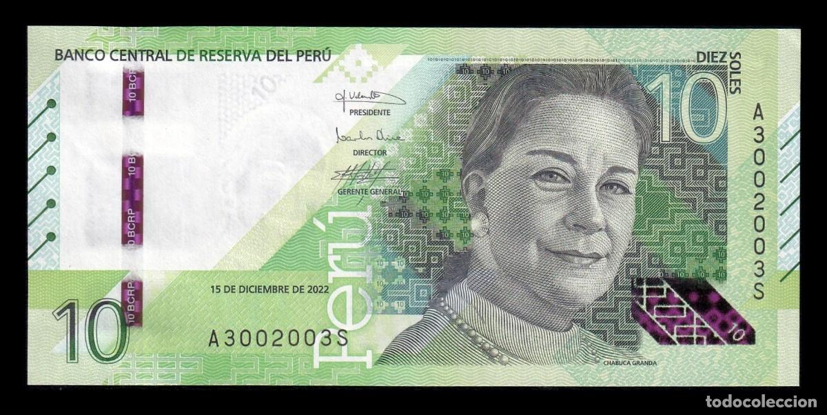 Billetes extranjeros: Per&uacute; 10 Soles Chabuca Granda 2022 Pick 196b Capicua Sc Unc