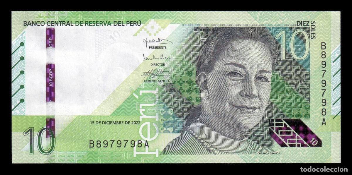 Billetes extranjeros: Per&uacute; 10 Soles Chabuca Granda 2022 Pick 196b Capicua Sc Unc