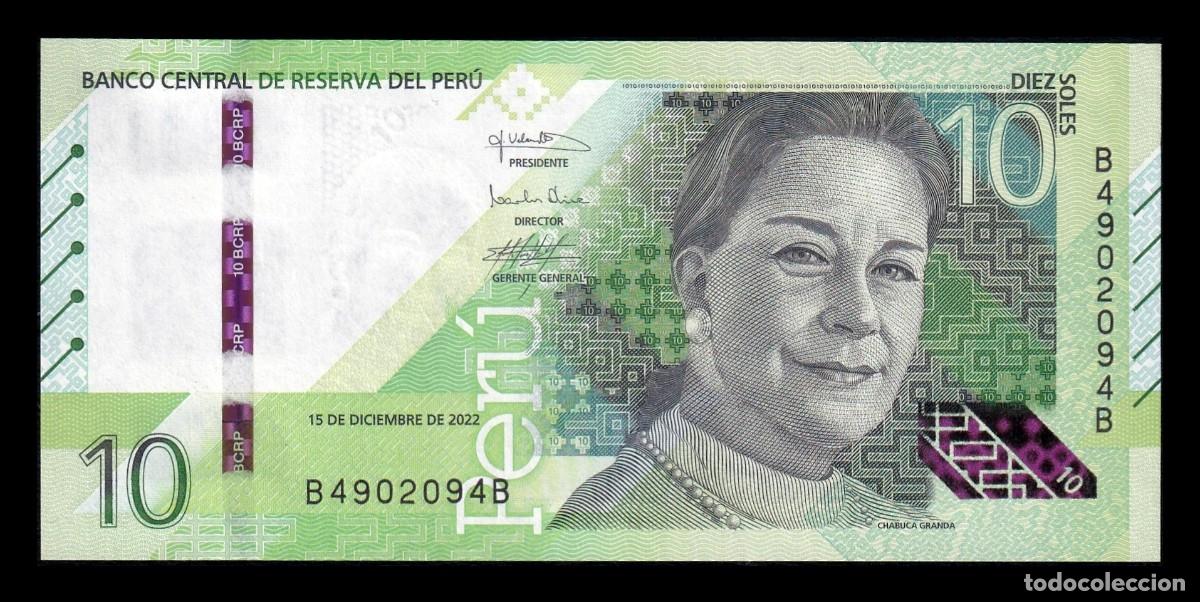 Billetes extranjeros: Per&uacute; 10 Soles Chabuca Granda 2022 Pick 196b Capicua Sc Unc