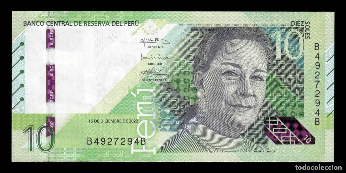 Billetes extranjeros: Per&uacute; 10 Soles Chabuca Granda 2022 Pick 196b Capicua Sc Unc
