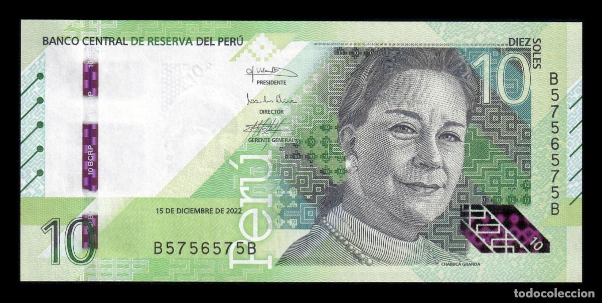 Billetes extranjeros: Per&uacute; 10 Soles Chabuca Granda 2022 Pick 196b Capicua Sc Unc