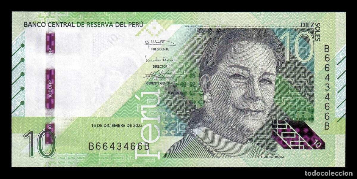Billetes extranjeros: Per&uacute; 10 Soles Chabuca Granda 2022 Pick 196b Capicua Sc Unc