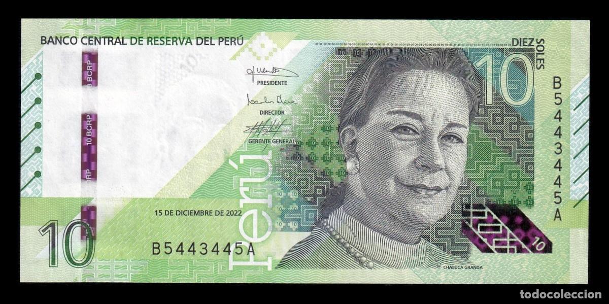 Billetes extranjeros: Per&uacute; 10 Soles Chabuca Granda 2022 Pick 196b Capicua Sc Unc