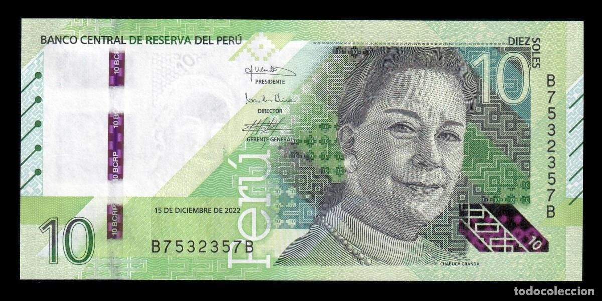 Billetes extranjeros: Per&uacute; 10 Soles Chabuca Granda 2022 Pick 196b Capicua Sc Unc
