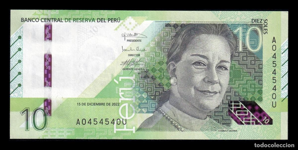 Billetes extranjeros: Per&uacute; 10 Soles Chabuca Granda 2022 Pick 196b Capicua Sc Unc