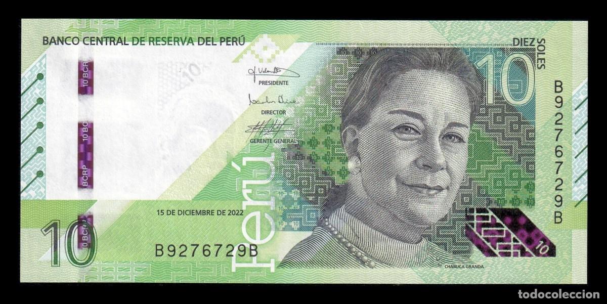 Billetes extranjeros: Per&uacute; 10 Soles Chabuca Granda 2022 Pick 196b Capicua Sc Unc