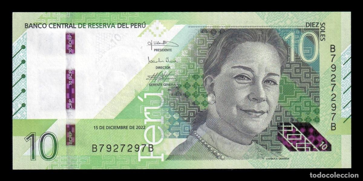 Billetes extranjeros: Per&uacute; 10 Soles Chabuca Granda 2022 Pick 196b Capicua Sc Unc
