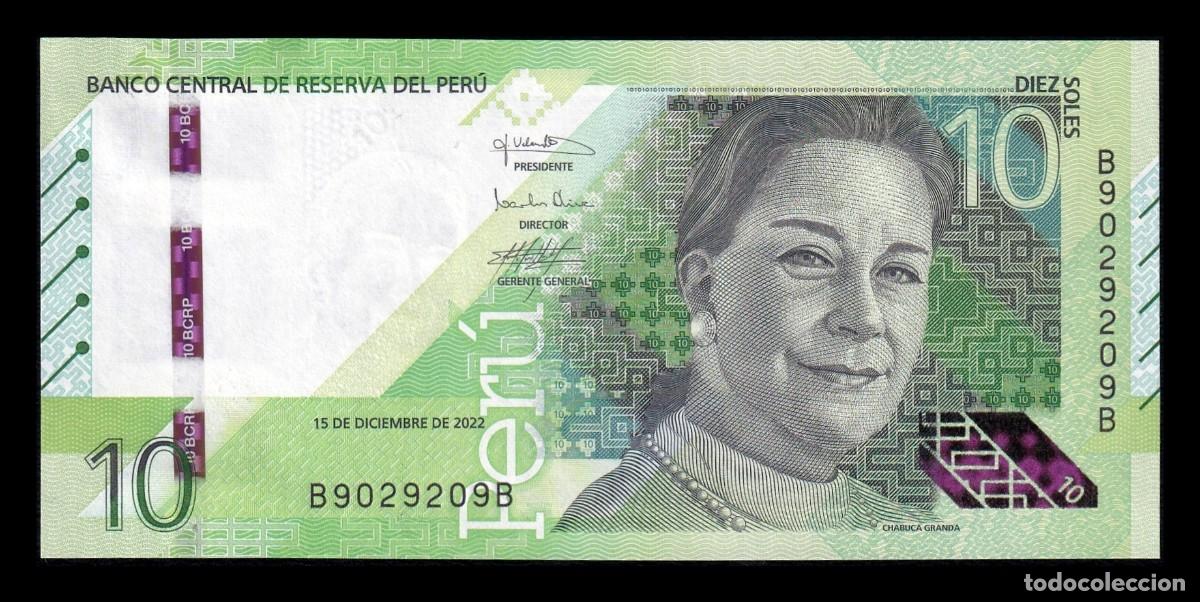 Billetes extranjeros: Per&uacute; 10 Soles Chabuca Granda 2022 Pick 196b Capicua Sc Unc