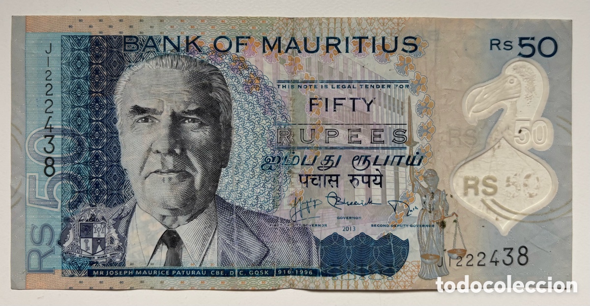Billetes extranjeros: Billete MAURICIO 50 Rupias 2013 . Polimero