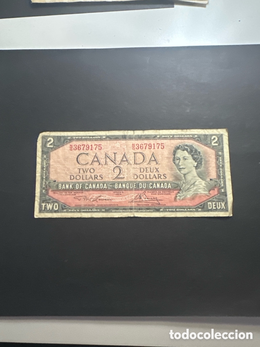 Billetes extranjeros: Billete de Canad&aacute; de 2 dollars a&ntilde;o 1954