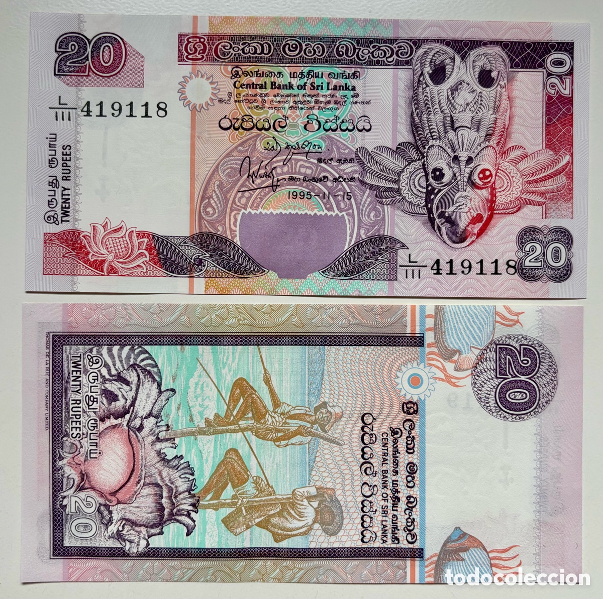 Billetes extranjeros: Billete SRI LANKA 20 Rupias 1995 SC