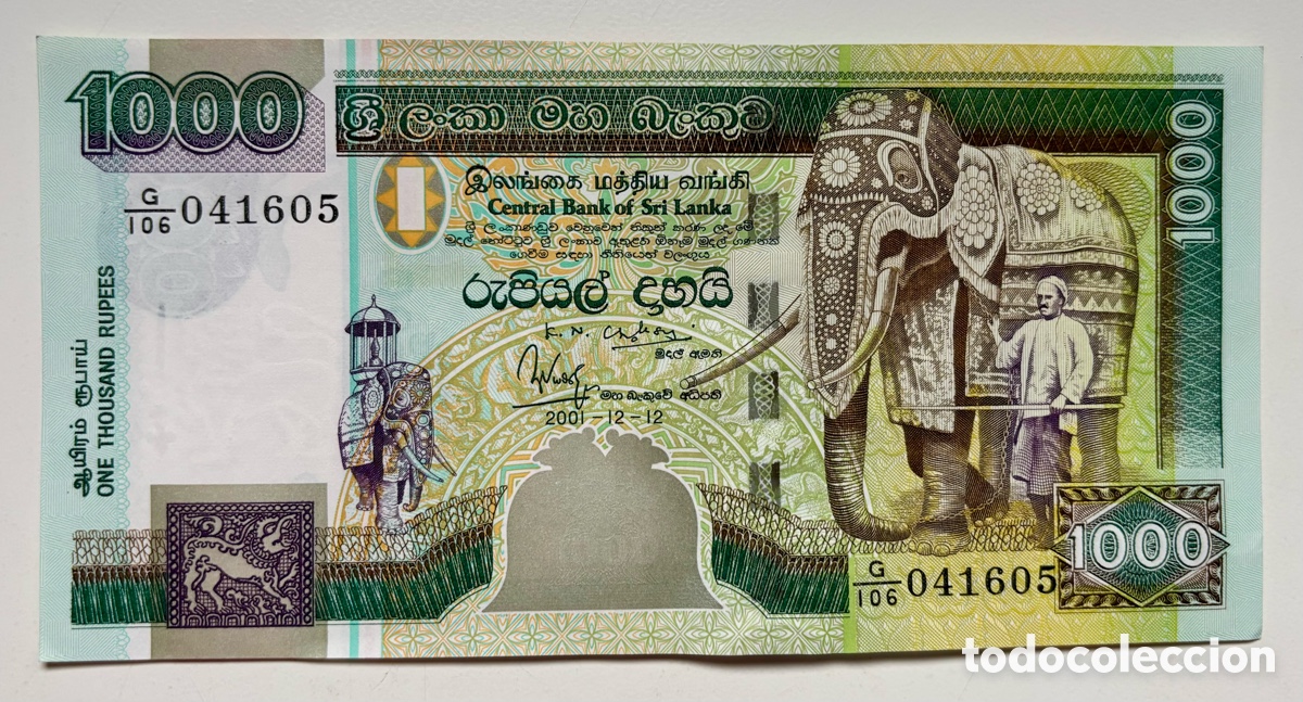 Billetes extranjeros: Billete SRI LANKA 1000 Rupias 2001 SC