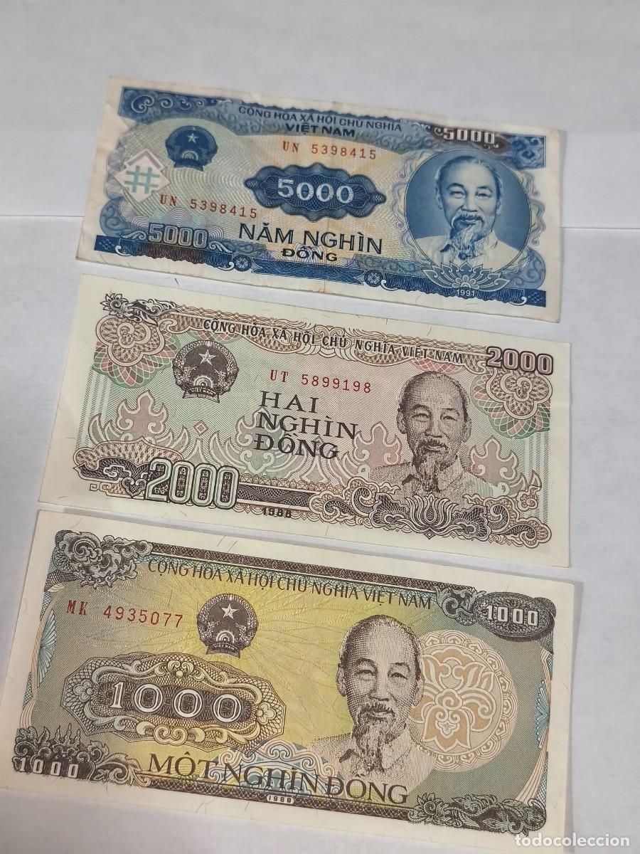 Billetes extranjeros: Vietnam 1000-5000Dong.
