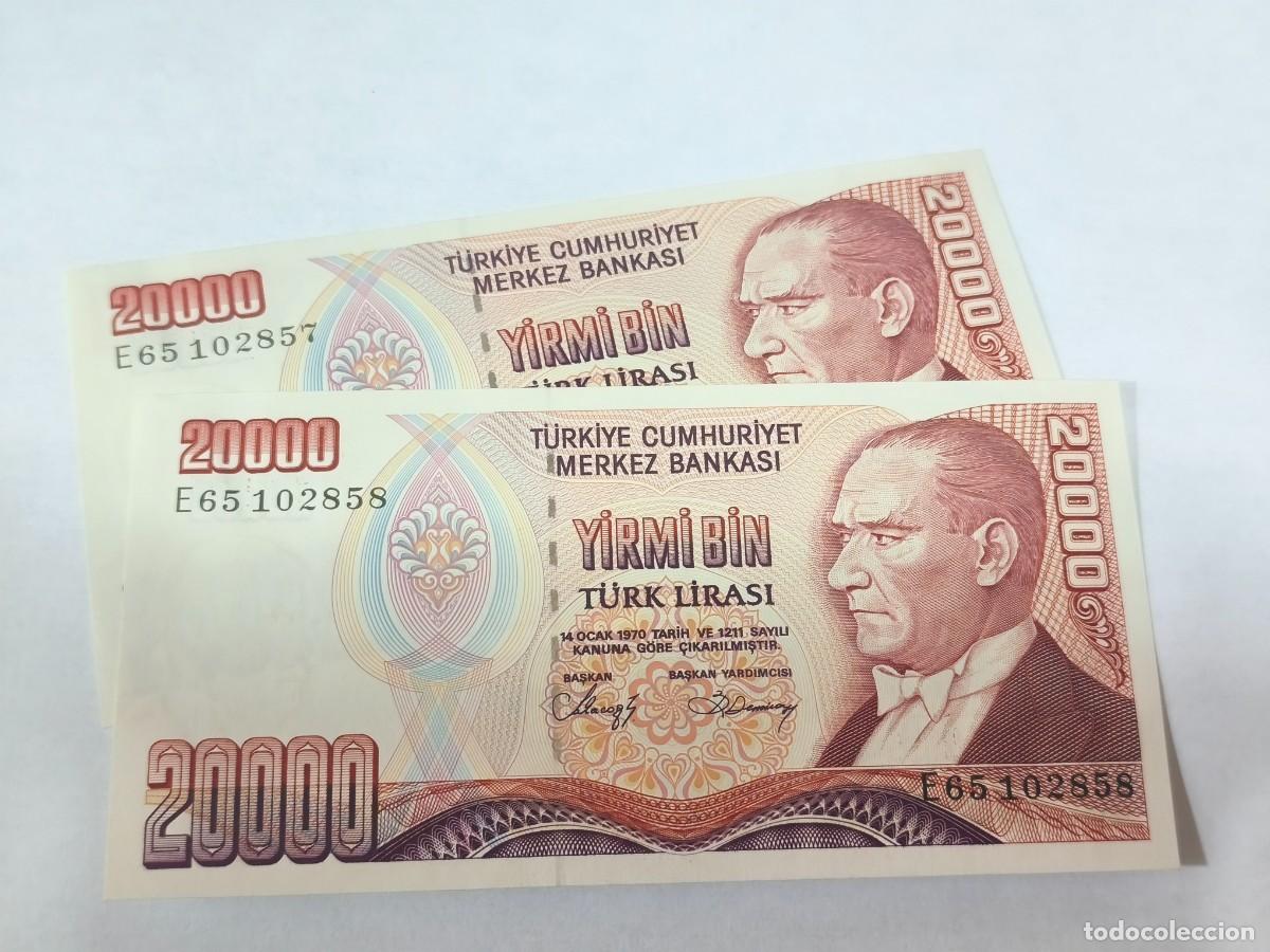 Billetes extranjeros: Turqu&iacute;a 20000liras 1970 par UNC.