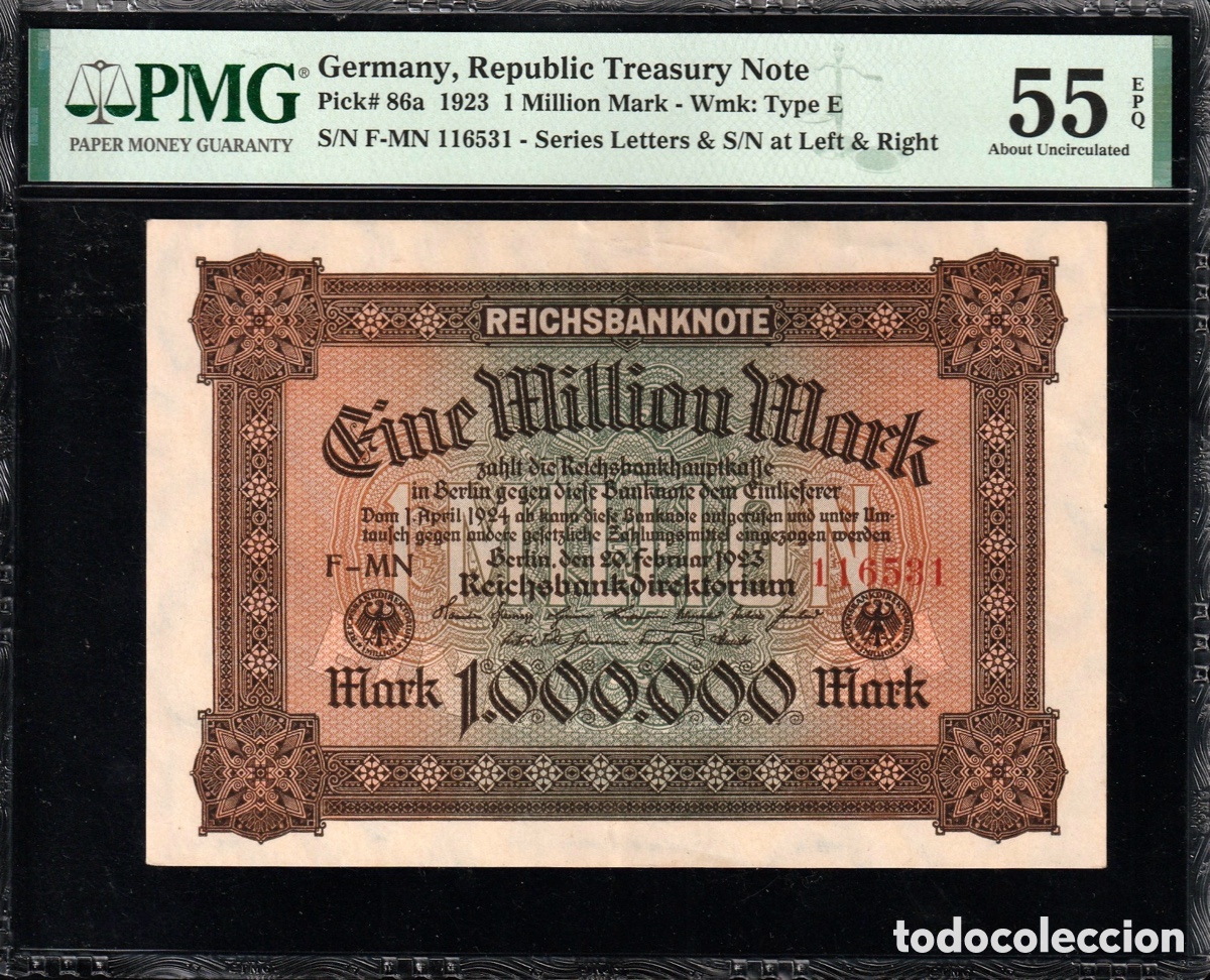 Billetes extranjeros: Billete 1 Million Mark 1923 PMG 55 EPQ p86a