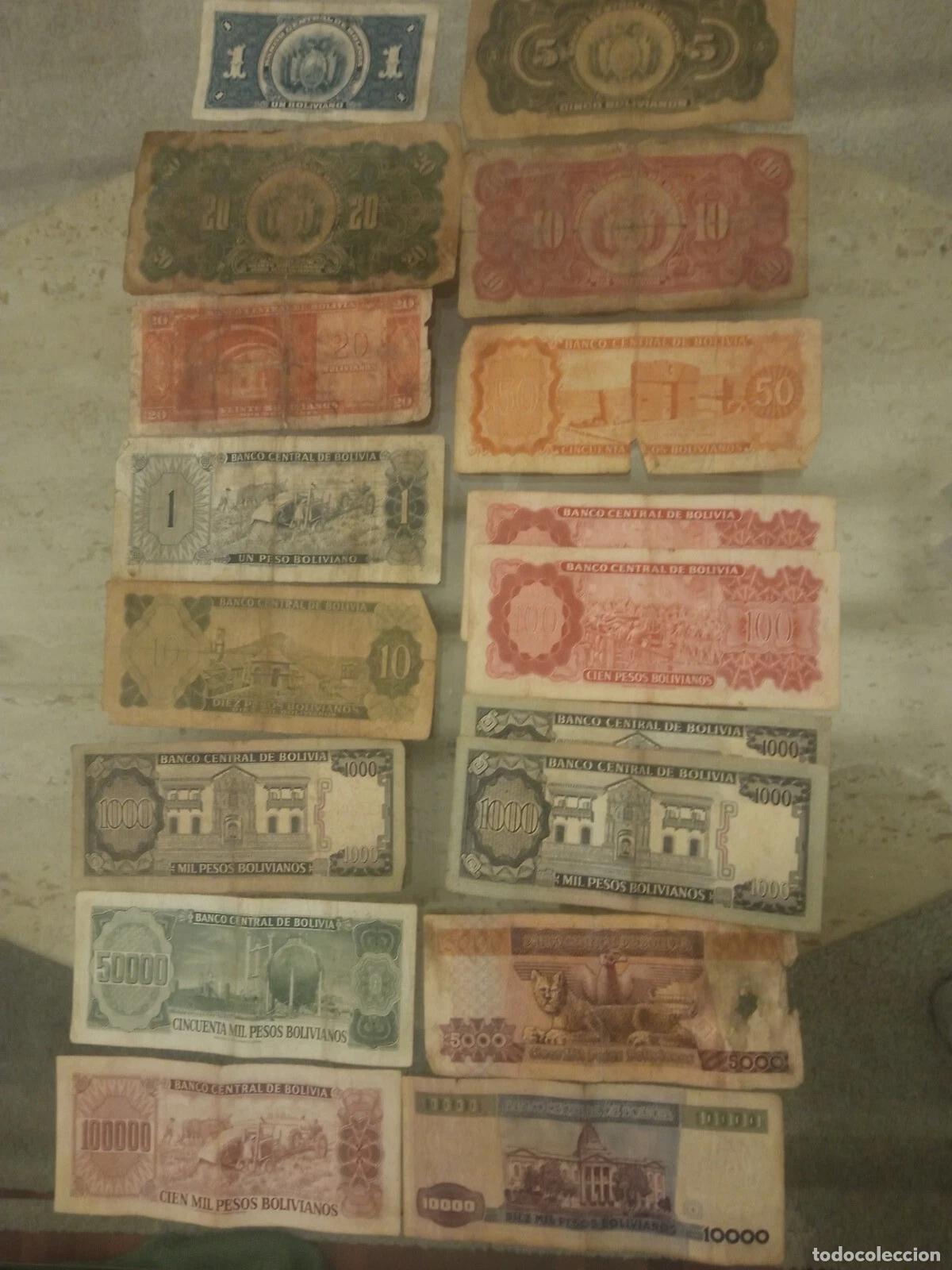 Billetes extranjeros: Lote billetes antiguos de Bolivia - varias &eacute;pocas y denominaciones circulados