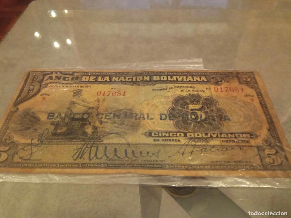 Billetes extranjeros: Billete 5 bolivianos Banco de la Naci&oacute;n Boliviana - antiguo circulado