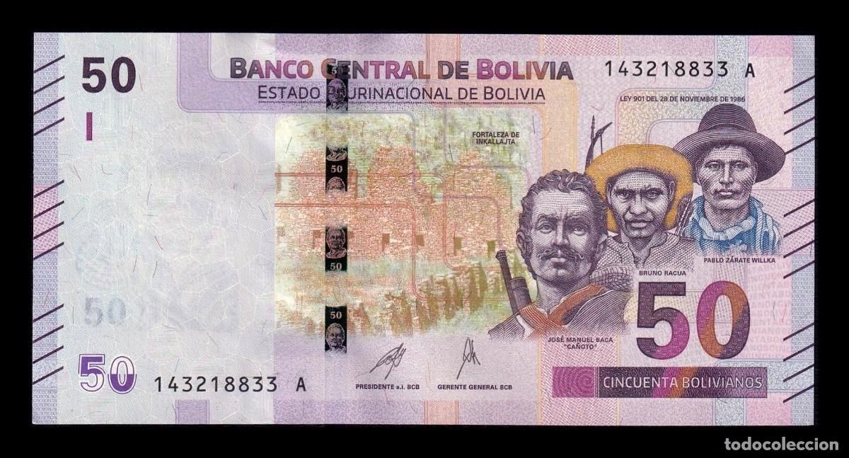 Billetes extranjeros: Bolivia 50 Bolivianos L. 1986 (2024) Pick 250b Sc Unc