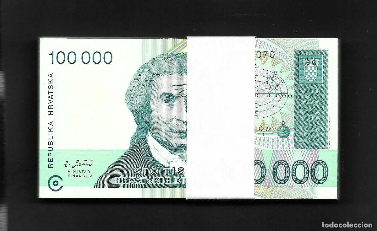 Billetes extranjeros: CROACIA 100 BILLETES CORRELATIVOS 100000 DINARA 1993 S/C