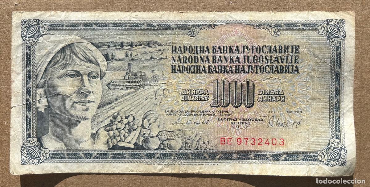 Billetes extranjeros: YUGOSLAVIA- 1000 Dinara 1981 - BE 9732403 - Bc - Foto 1