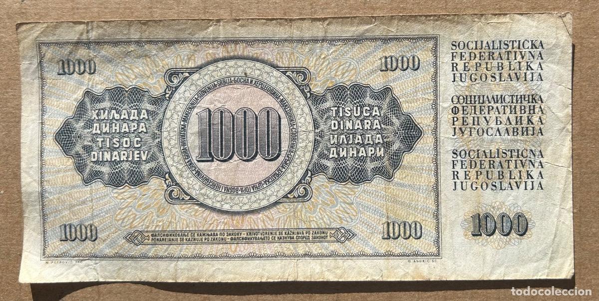 Billetes extranjeros: YUGOSLAVIA- 1000 Dinara 1981 - BE 9732403 - Bc - Foto 2