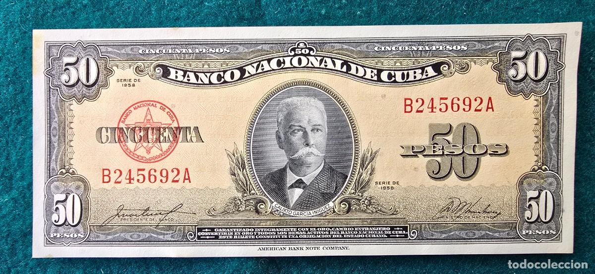 Billetes extranjeros: BILLETE 50 PESOS (1958) CUBA - CALIXTO GARCIA - BANCO NACIONAL DE CUBA - EBC