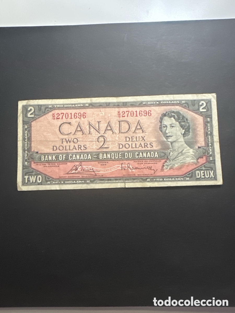 Billetes extranjeros: Billete de Canad&aacute; de 2 dollars a&ntilde;o 1954