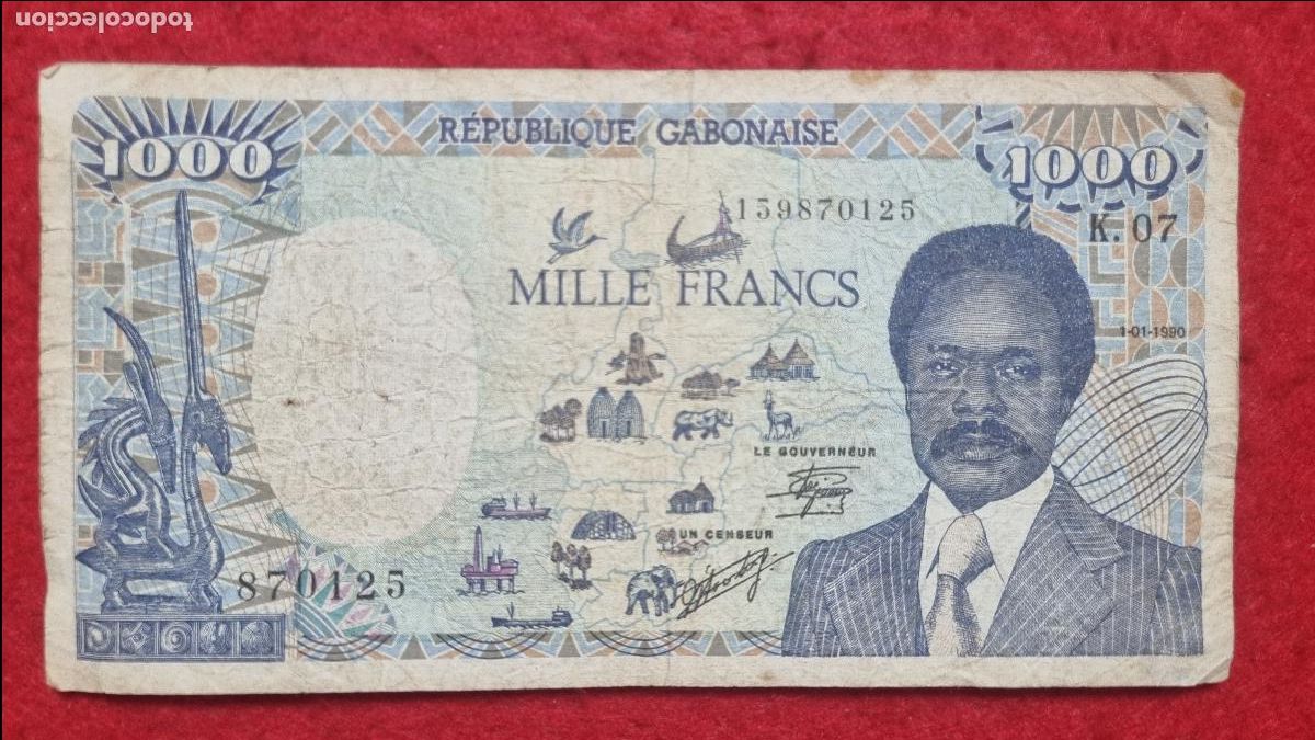 Billetes extranjeros: Q7 BILLETE GABON 1000 FRANCOS AFRICA CENTRAL MBC- ORIGINAL