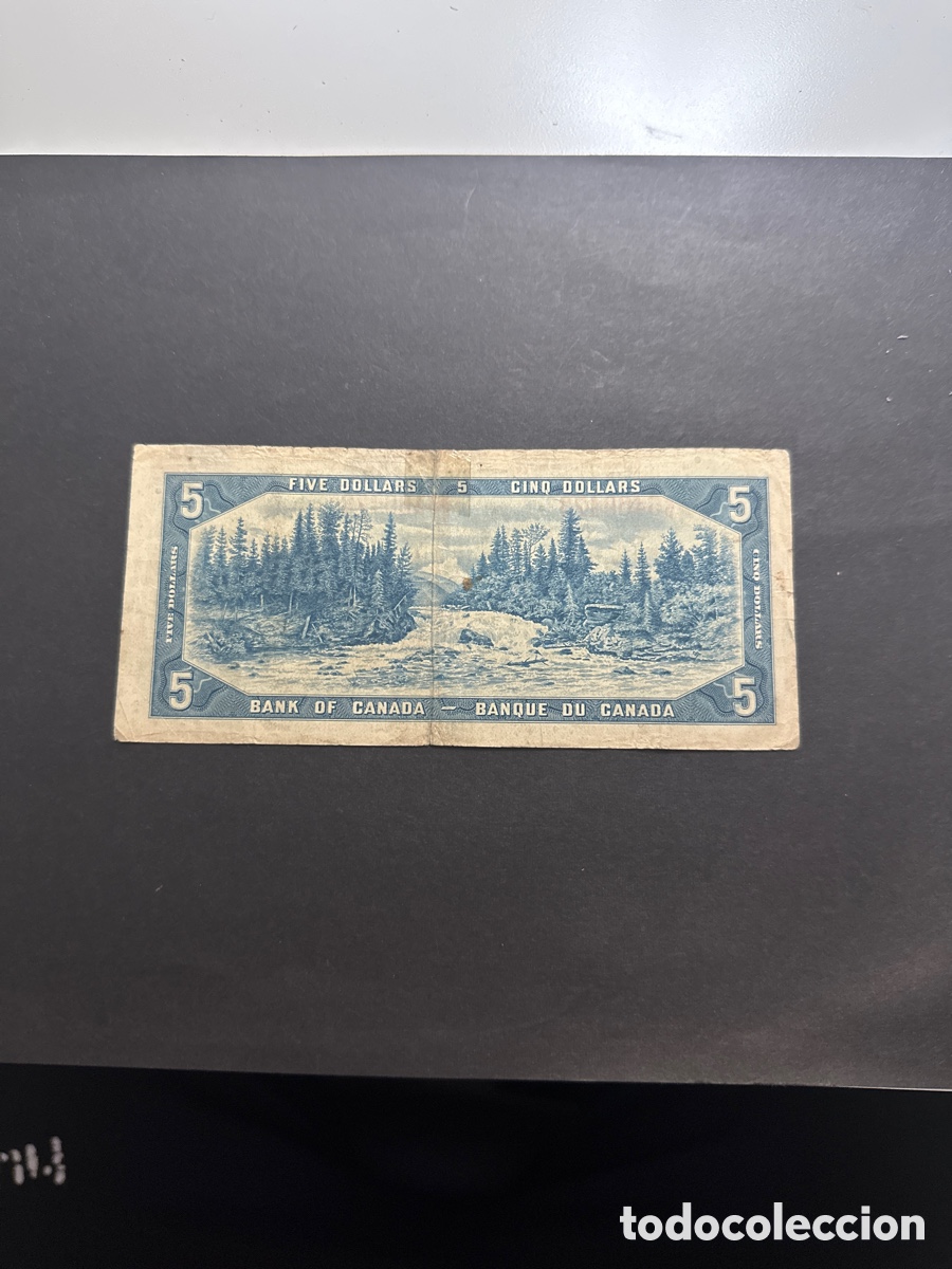 Billetes extranjeros: Billete de Canad&aacute; de 5 dollars a&ntilde;o 1954 - Foto 2