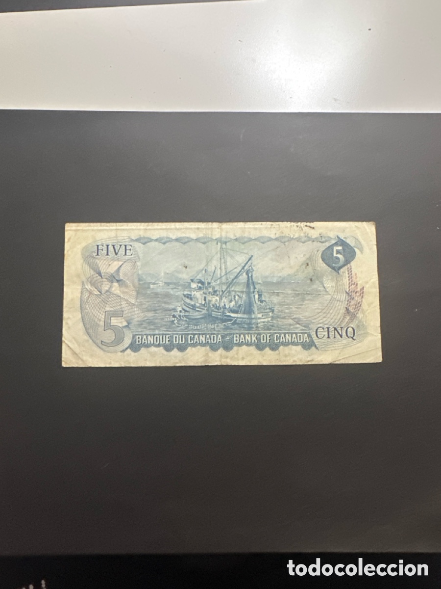 Billetes extranjeros: Billete de Canad&aacute; de 5 dollars a&ntilde;o 1972 - Foto 2